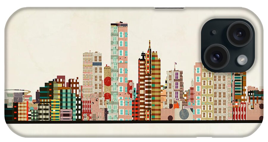 Miwaukee iPhone Case featuring the painting Milwaukee Skyline #1 by Bri Buckley
