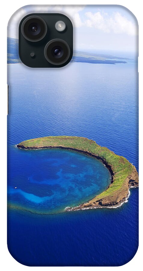 Above iPhone Case featuring the photograph Molokini Aerial #1 by Ron Dahlquist - Printscapes