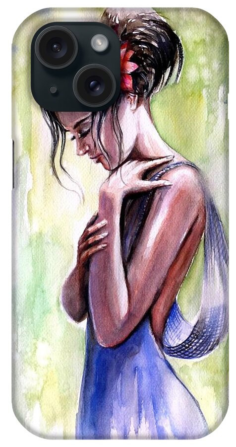 Girl iPhone Case featuring the painting Mood 3 #1 by Katerina Kovatcheva