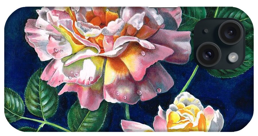 Rose iPhone Case featuring the painting My favourite rose #1 by Val Stokes