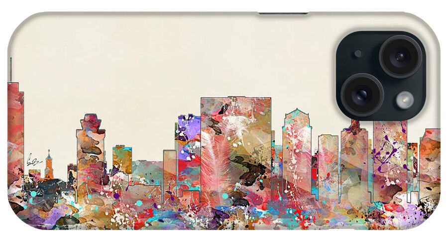 Nashville Tennessee iPhone Case featuring the painting Nashville Tennessee Skyline #1 by Bri Buckley