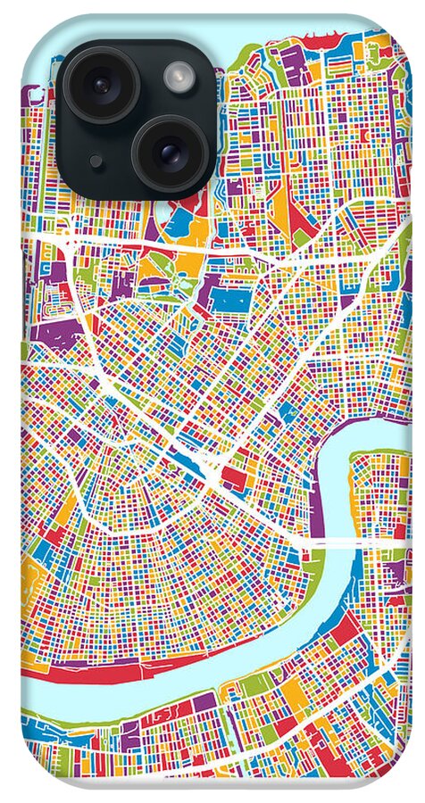 Street Map iPhone Case featuring the digital art New Orleans Street Map #1 by Michael Tompsett