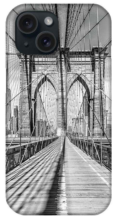 New York City iPhone Case featuring the photograph NEW YORK CITY Brooklyn Bridge - Panorama #2 by Melanie Viola