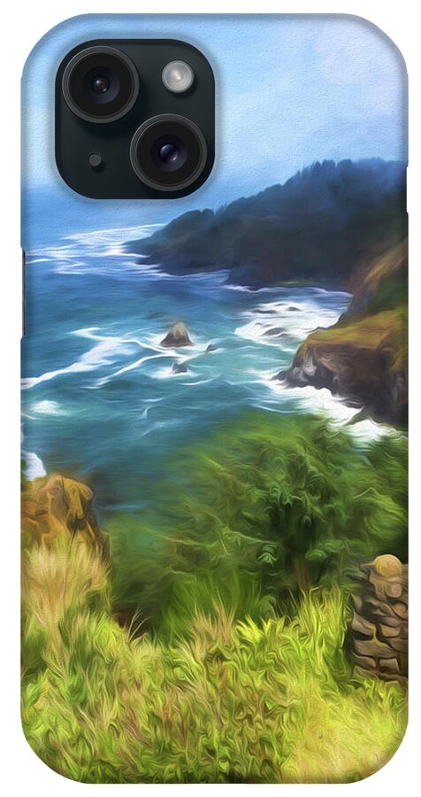 Painterly iPhone Case featuring the painting Oregon Coast #1 by Bonnie Bruno