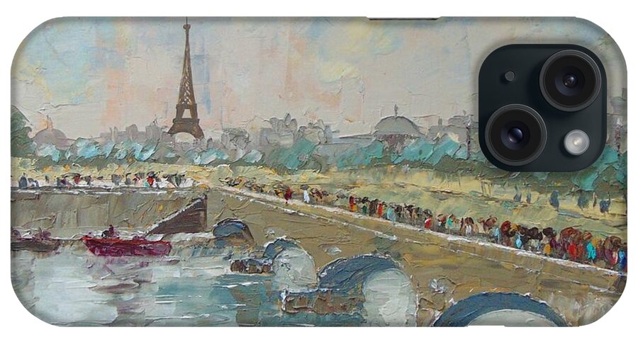 Paris iPhone Case featuring the painting Paris Les quais de la Seine #2 by Frederic Payet