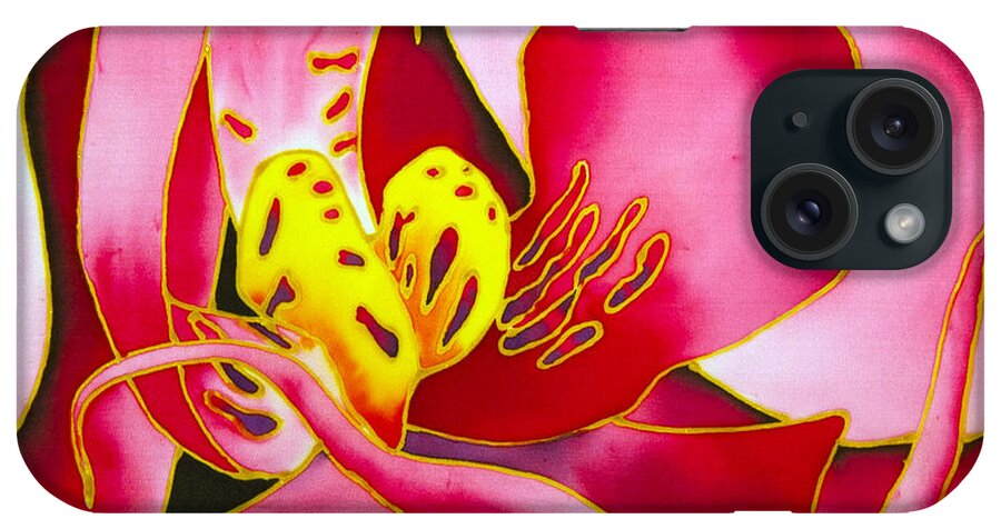 Jean-baptiste Design iPhone Case featuring the painting Pink Orchid #2 by Daniel Jean-Baptiste