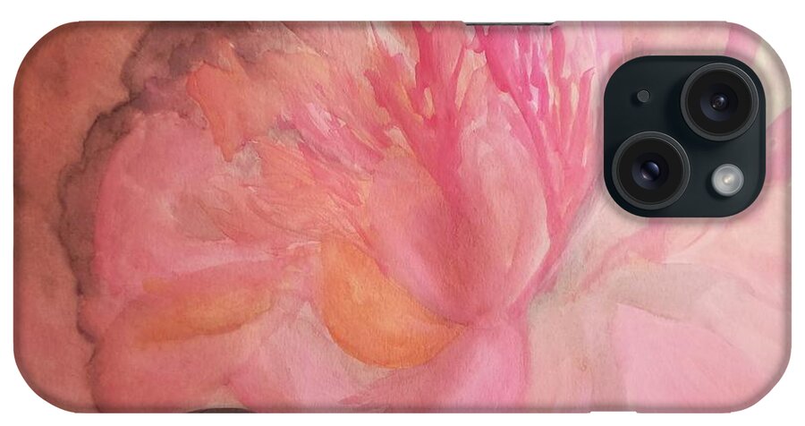 Pink Peony iPhone Case featuring the painting Pink Peony #1 by Maria Urso
