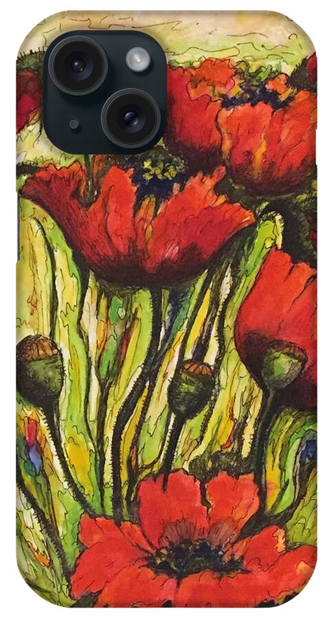Original Copy iPhone Case featuring the painting Poppies #2 by Rae Chichilnitsky
