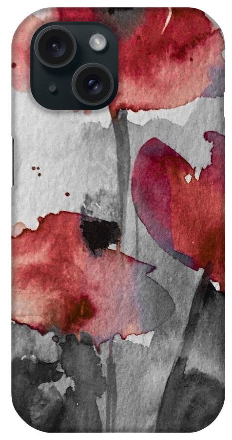 Poppy iPhone Case featuring the mixed media Poppy #1 by Britta Zehm