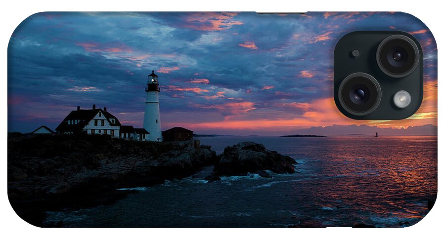 Lighthouse iPhone Case featuring the photograph Portland Head Light at Sunrise #1 by Diane Diederich