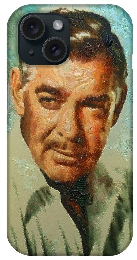 Portrait iPhone Case featuring the digital art Portrait of Clark Gable #1 by Charmaine Zoe