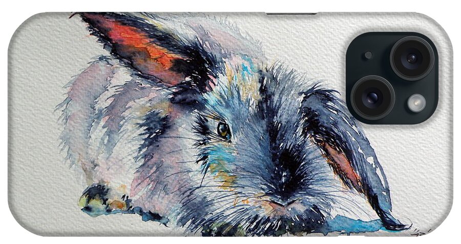 Rabbit iPhone Case featuring the painting Rabbit #5 by Kovacs Anna Brigitta