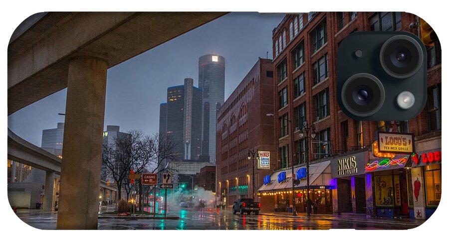 Detroit iPhone Case featuring the photograph Rainy Night in Detroit by Pravin Sitaraman