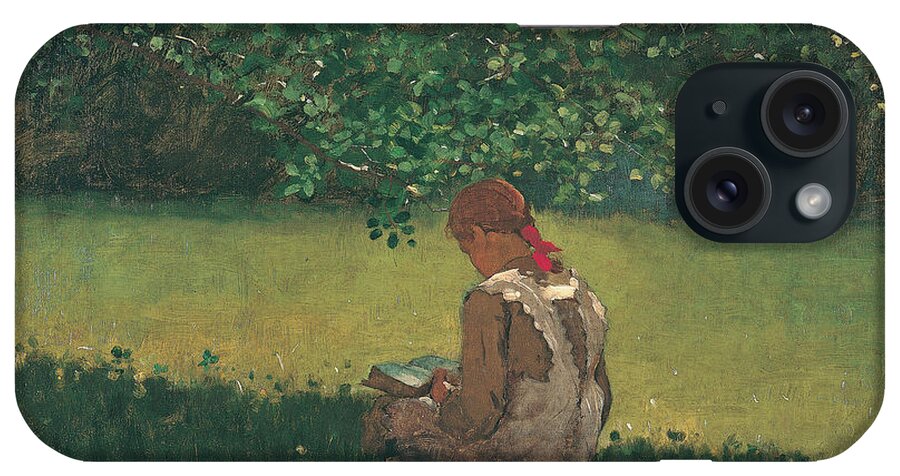 Winslow Homer iPhone Case featuring the painting Reading by the Brook #1 by Winslow Homer