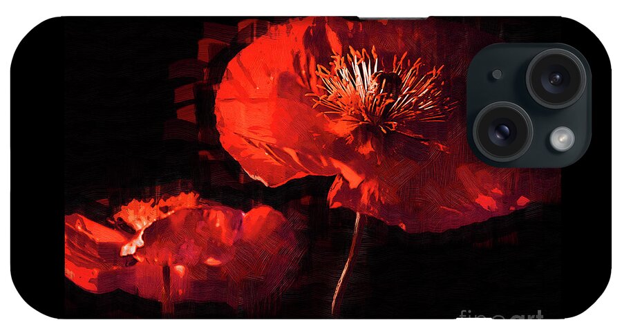 Botanical iPhone Case featuring the digital art Deep Red Poppies by Kirt Tisdale
