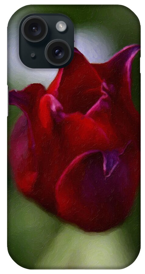 Red iPhone Case featuring the painting Red Rose #1 by Prince Andre Faubert