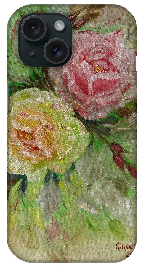 Roses iPhone Case featuring the painting Roses #1 by Quwatha Valentine