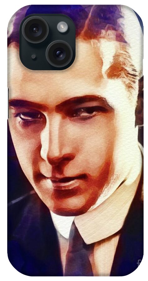 Rudolph iPhone Case featuring the painting Rudolph Valentino, Vintage Actor #1 by Esoterica Art Agency