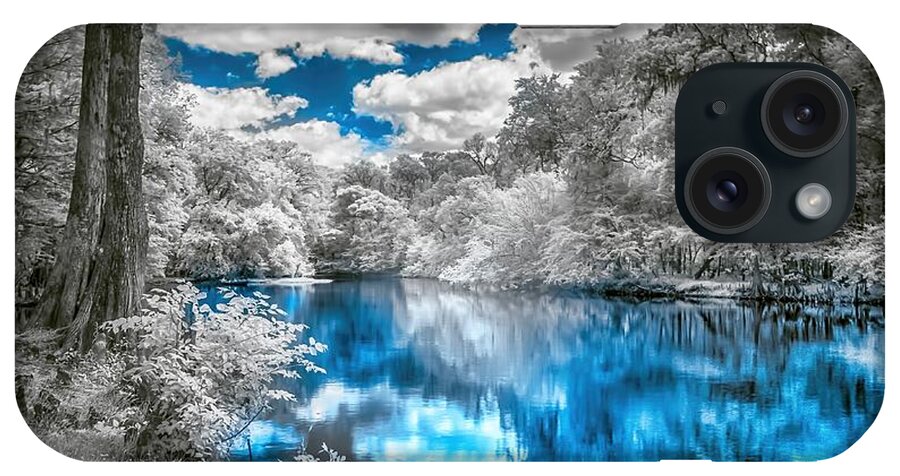 Santa Fe River # Infrared Photography# Reflections # North Central Florida # Usa # Landscape # Crystal-clear Springs # Reflections # North Central Florida # Alachua #rum Island # Pristine Spring # Peaceful #tranquil iPhone Case featuring the photograph Santa Fe River Reflections #2 by Louis Ferreira