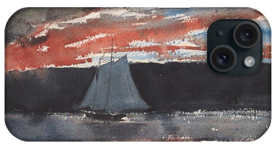 Winslow Homer iPhone Case featuring the painting Schooner at Sunset #2 by MotionAge Designs