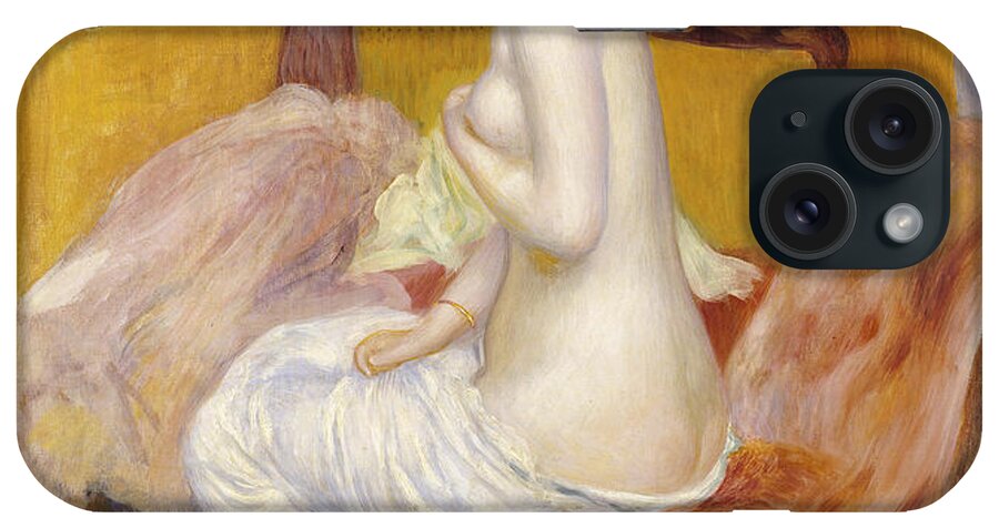 Impressionist; Impressionism; Portrait; Female; Full Length iPhone Case featuring the painting Seated Nude by Pierre Auguste Renoir