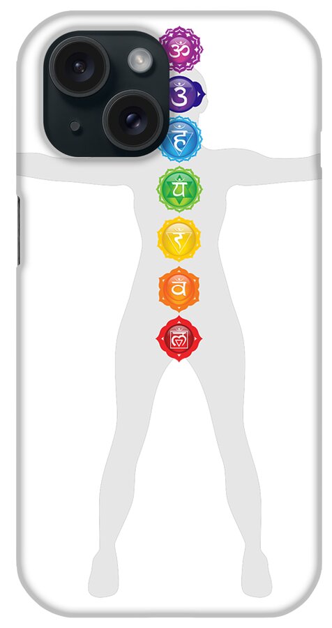 Chakra Art iPhone Case featuring the digital art Seven Chakra Centers #2 by Serena King