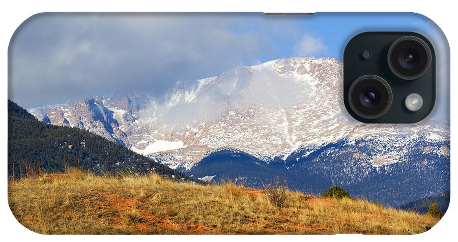 Pikes Peak iPhone Case featuring the photograph Snow Capped Pikes Peak Colorado #1 by Steven Krull