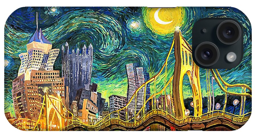 Pittsburgh iPhone Case featuring the digital art Starry Night In Pittsburgh by Frank Harris