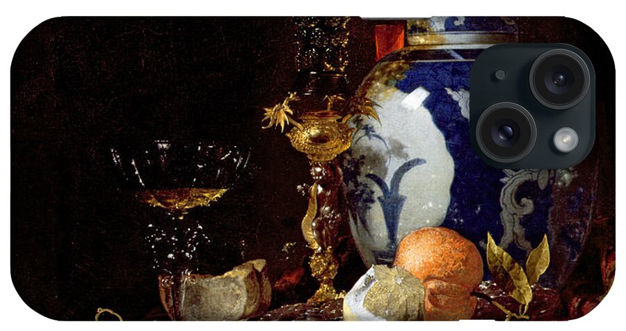Orange iPhone Case featuring the painting Still Life with a Chinese Porcelain Jar by Willem Kalf