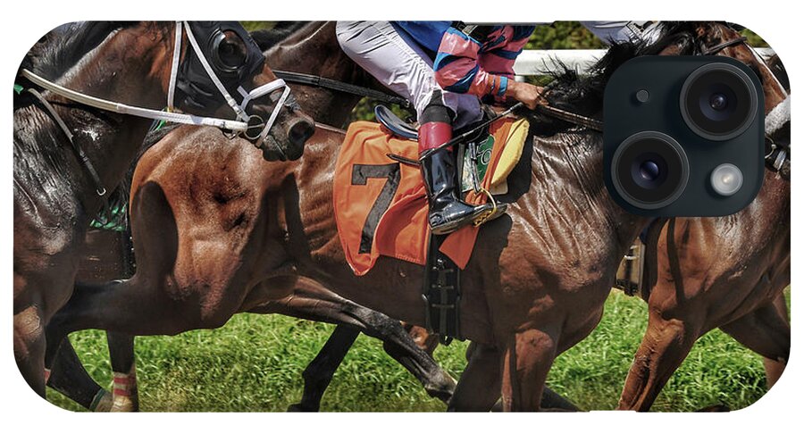 Race Horses iPhone Case featuring the photograph Striving #1 by Jeffrey PERKINS