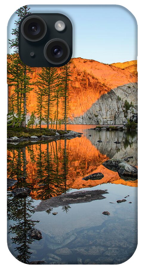 Sunset iPhone Case featuring the digital art Sunrise in the Enchantments #1 by Michael Lee