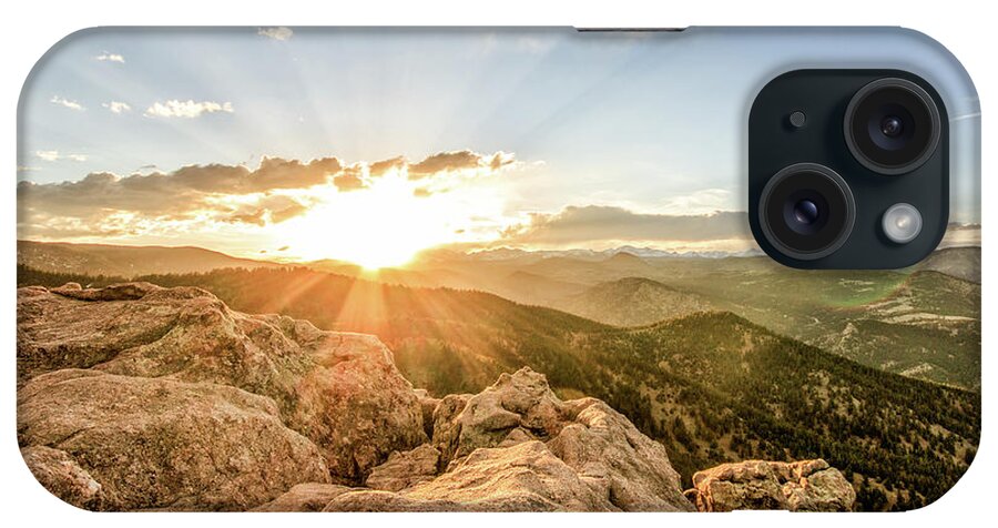 Boulder iPhone Case featuring the photograph Sunset over the Mountains of Flaggstaff Road in Boulder, Colorad #1 by Peter Ciro