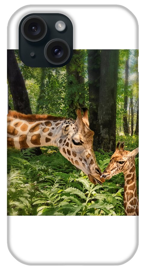 Giraffe iPhone Case featuring the photograph Tender Are The Moments Where Love Embraces Time by Mary Lou Chmura