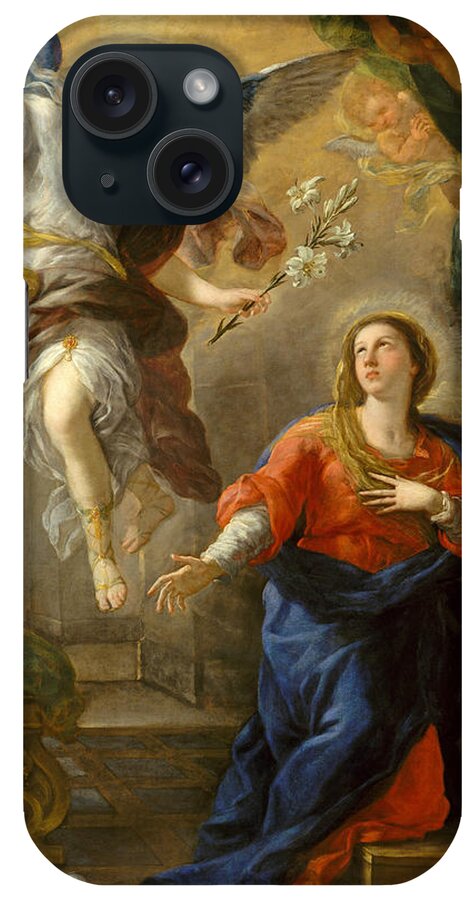 Luca Giordano iPhone Case featuring the painting The Annunciation #1 by Luca Giordano