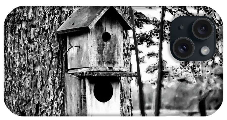 Black And White iPhone Case featuring the photograph The Bird Feeder #1 by Gina O'Brien