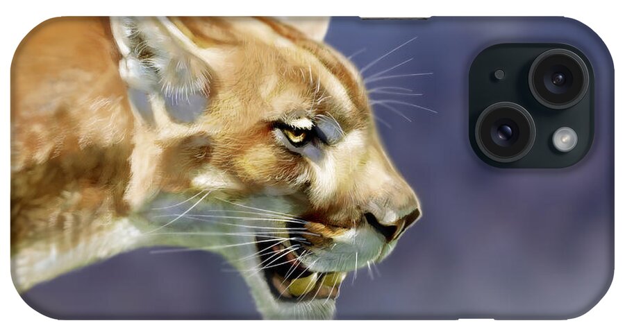 Cougar iPhone Case featuring the painting The Huntress by Arie Van der Wijst