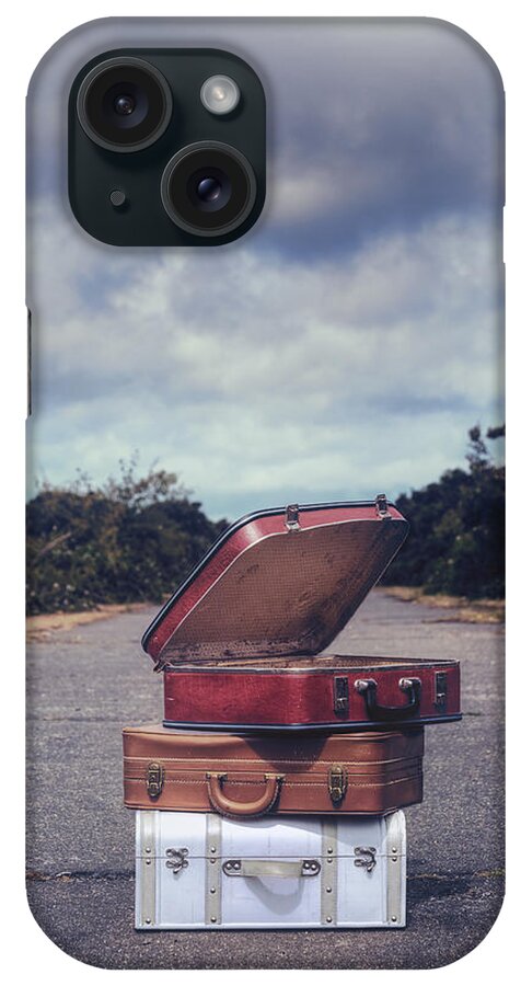 Red iPhone Case featuring the photograph Three Suitcases #1 by Joana Kruse