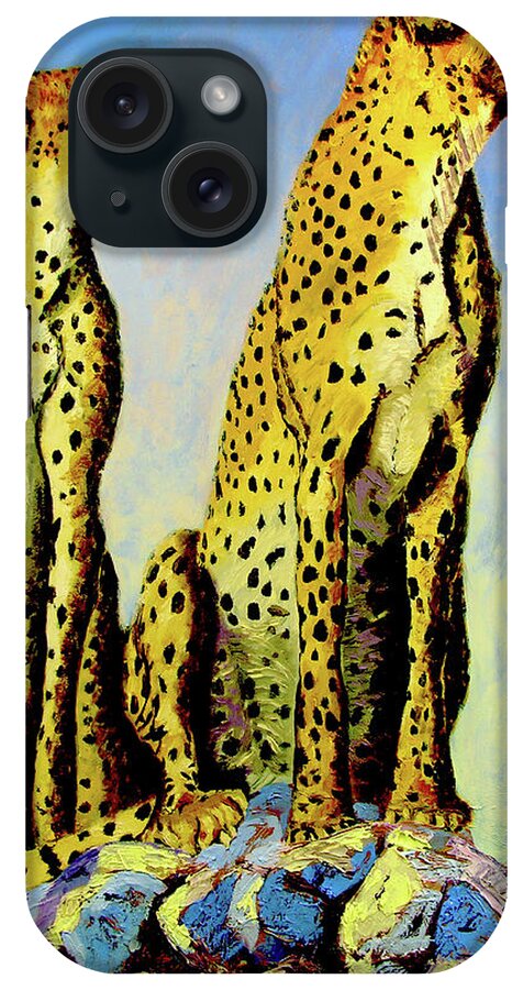 Cheetahs iPhone Case featuring the painting Two Cheetahs #2 by Stan Hamilton