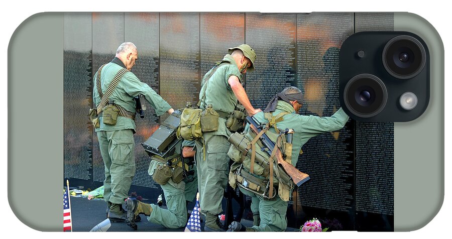 Veterans iPhone Case featuring the photograph Veterans at Vietnam Wall #2 by Carolyn Marshall