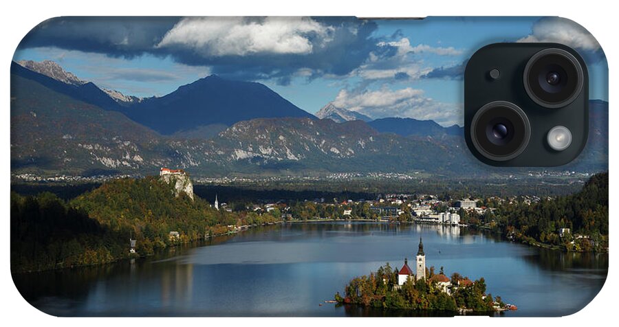 Bled iPhone Case featuring the photograph View of Lake Bled from Ojstrica #1 by Ian Middleton