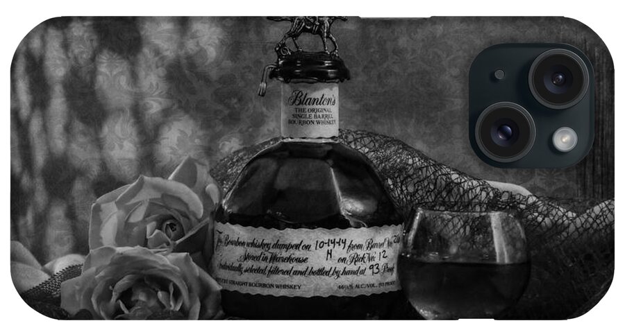 I Composed This Arrangement And After Working Into A Digital Painting I Changed This One To Black And White. I Loved The Soft Contrast. iPhone Case featuring the digital art Whisky and Roses #2 by Sandra Selle Rodriguez