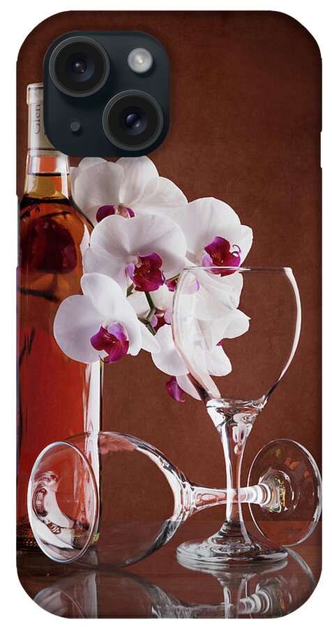 Alcohol iPhone Case featuring the photograph Wine and Orchids Still Life #1 by Tom Mc Nemar