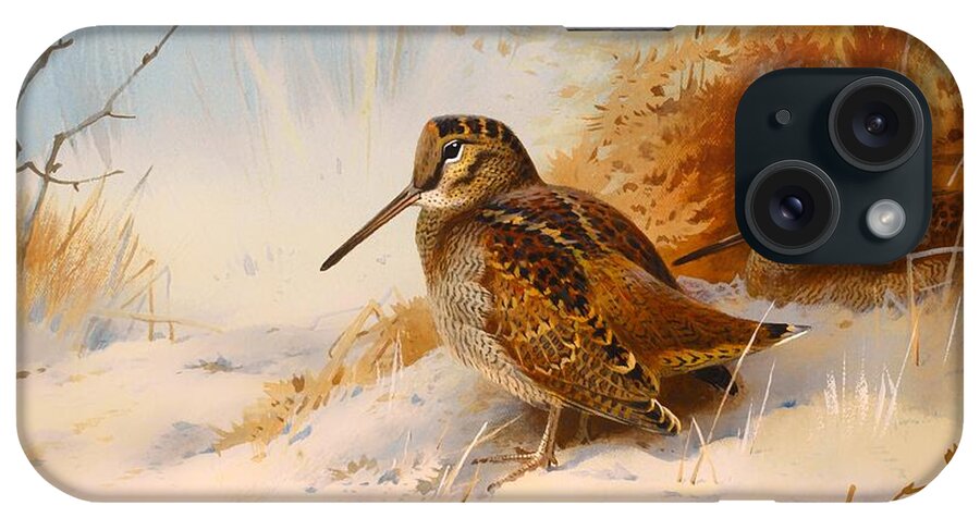 Painting iPhone Case featuring the painting Winter Woodcock #1 by Mountain Dreams