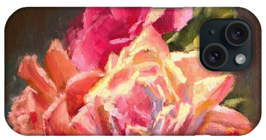 Moonlight Sonata iPhone Case featuring the painting Yellow And Pink Roses #2 by Melissa Herrin