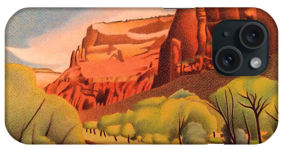 Art iPhone Case featuring the drawing Zion Canyon #2 by Dan Miller