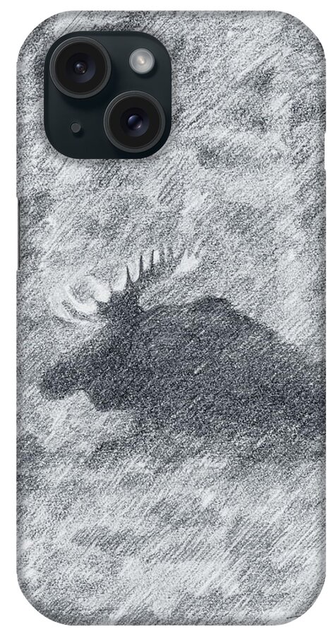 Animal iPhone Case featuring the drawing 1000 Pounds of Bull by Harry Moulton