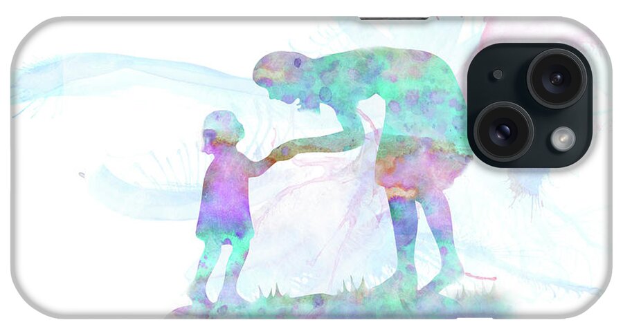 Family iPhone Case featuring the mixed media 10839 Mom and Me by Pamela Williams