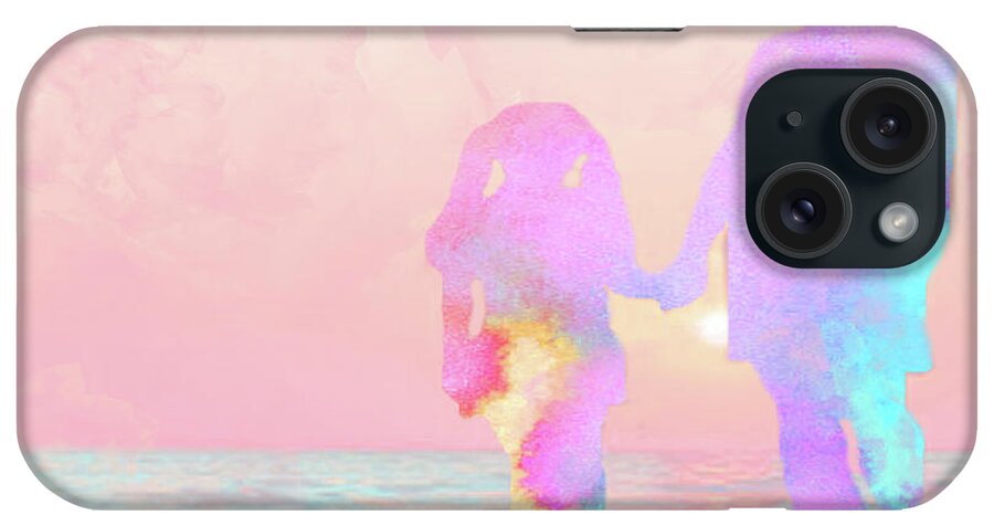 Family iPhone Case featuring the mixed media 10876 Sunset with Mom by Pamela Williams
