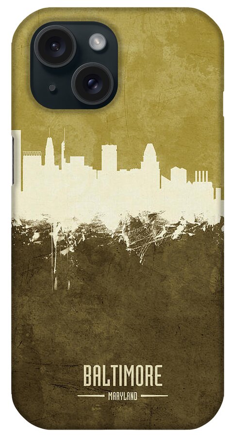 Baltimore iPhone Case featuring the digital art Baltimore Maryland Skyline #11 by Michael Tompsett