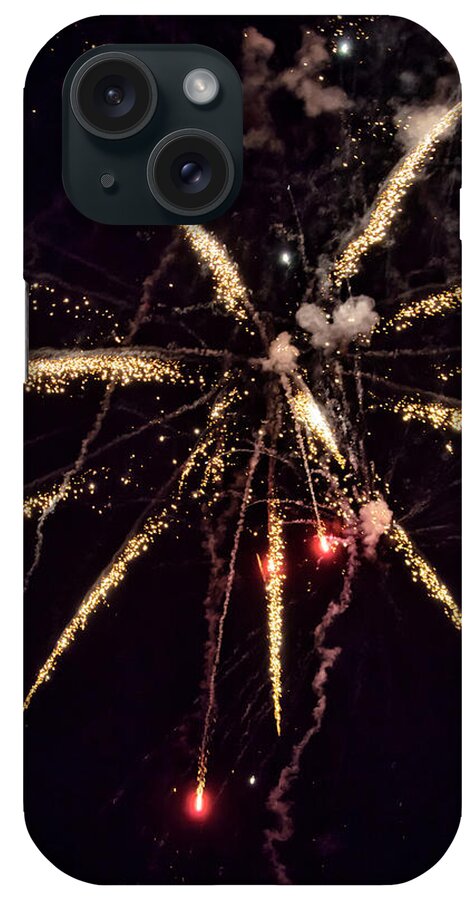 Black iPhone Case featuring the photograph A shining colorful firework #12 by Gina Koch